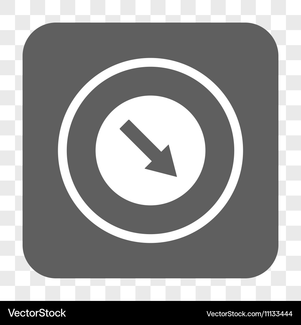 Down-right rounded arrow square button Royalty Free Vector
