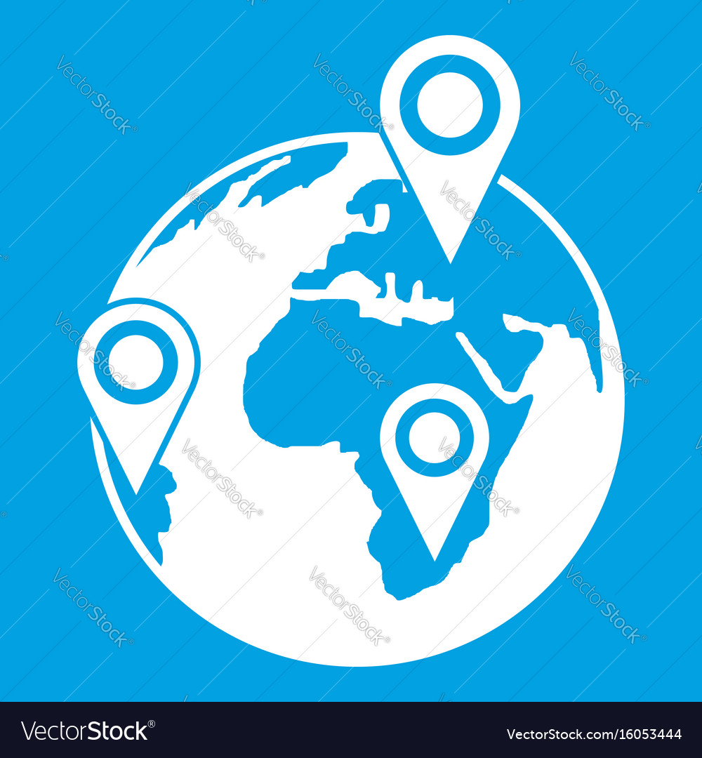 Globe Of Network Icon White Royalty Free Vector Image