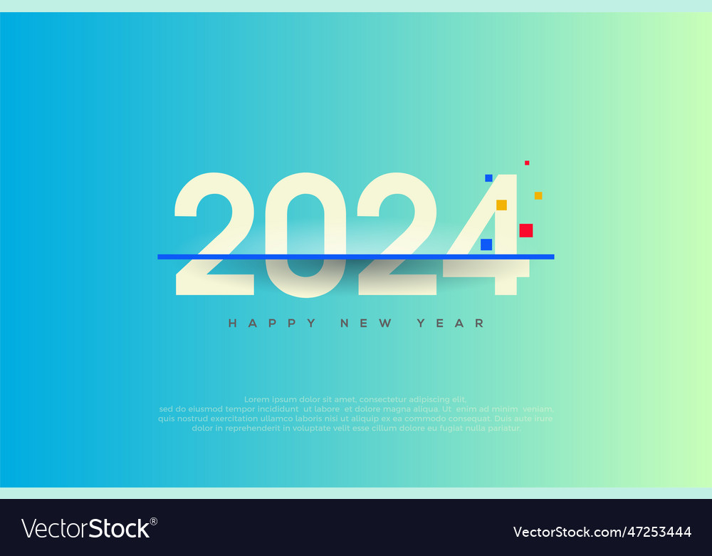 Happy new year 2024 with numbers cut by red lines Vector Image