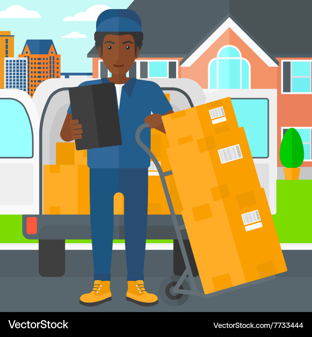 Man delivering boxes Royalty Free Vector Image