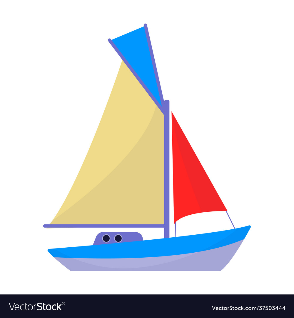 Sail yacht iconcartoon icon Royalty Free Vector Image