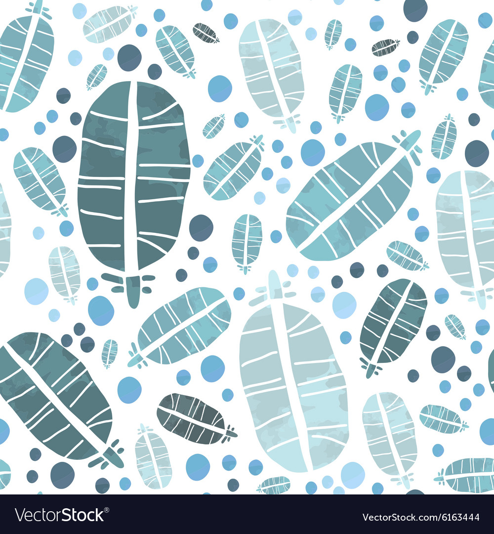 Watercolor pattern with feathers and blobs