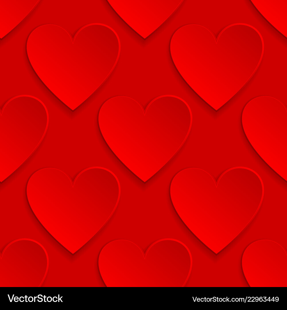 3d red hearts seamless pattern Royalty Free Vector Image