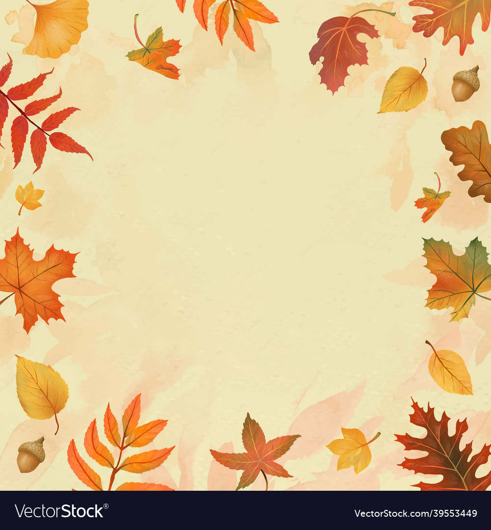 Autumn leaves frame on yellow background Vector Image