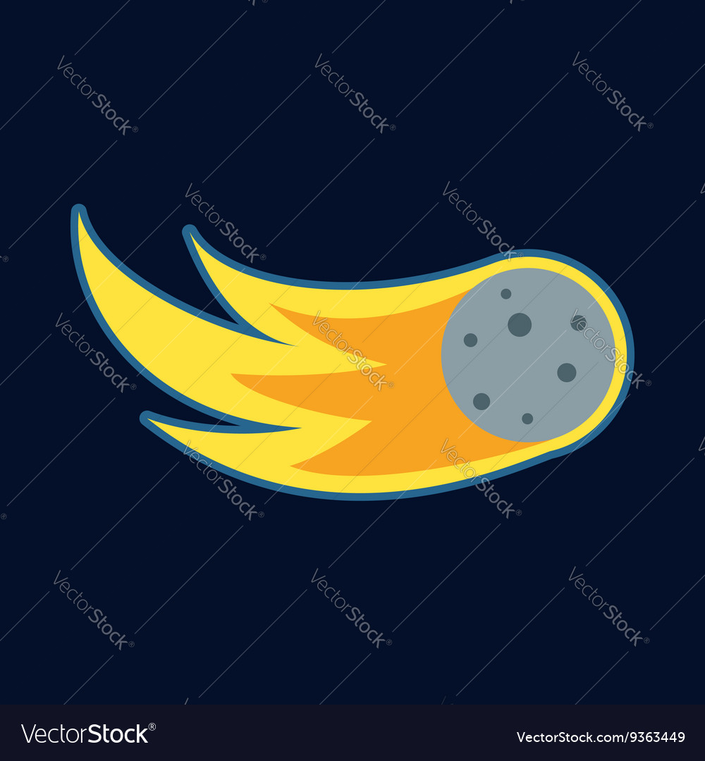 Comet fireball or meteor icon cartoon style Vector Image