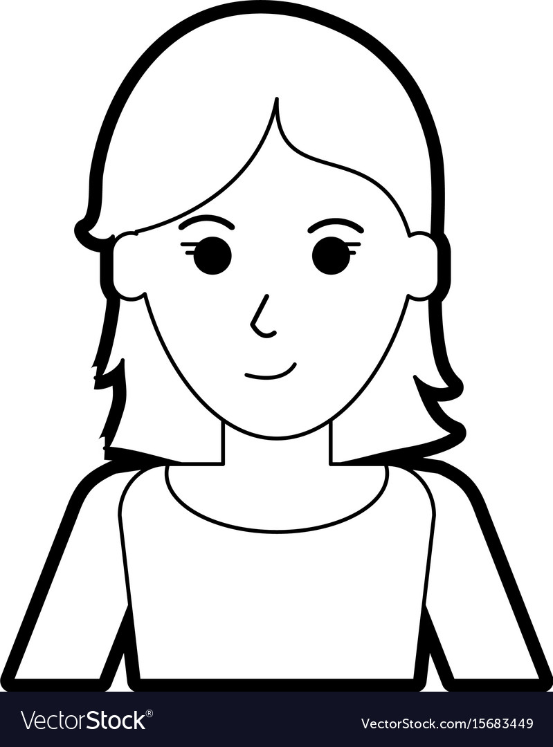 Flat line uncolored woman with shirt over white Vector Image