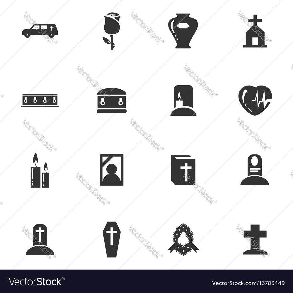 Funeral service icons set