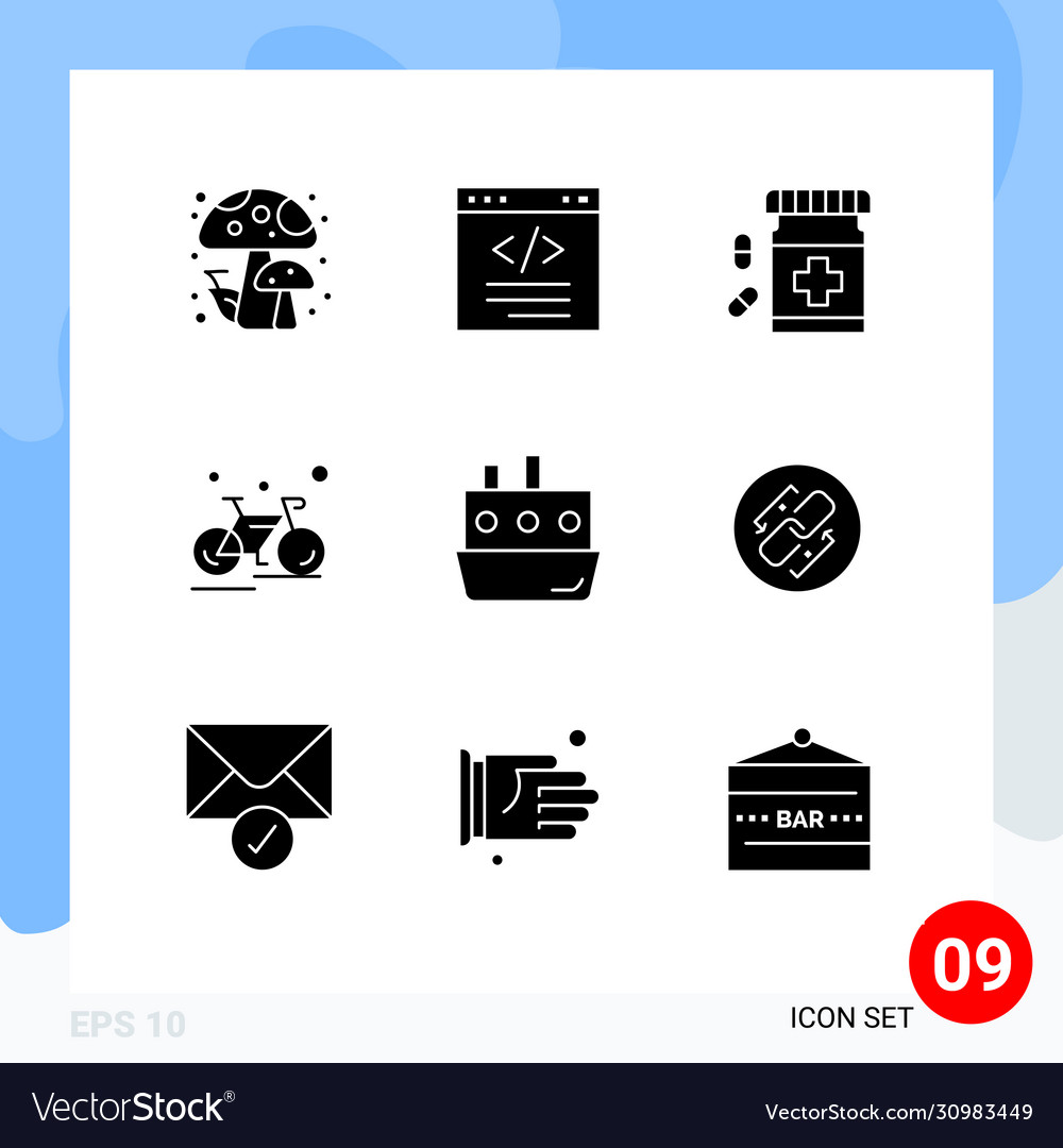 Modern set 9 solid glyphs and symbols