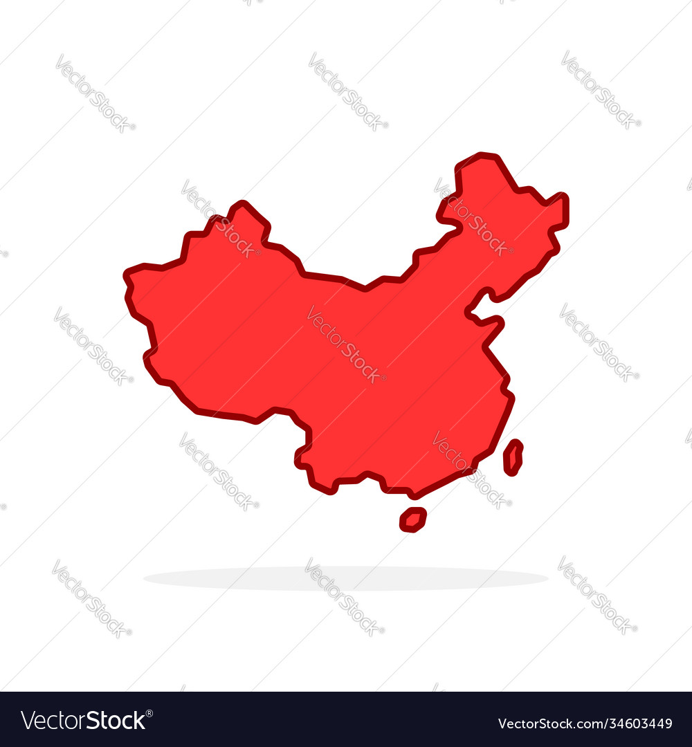 Red cartoon linear china simple icon Royalty Free Vector