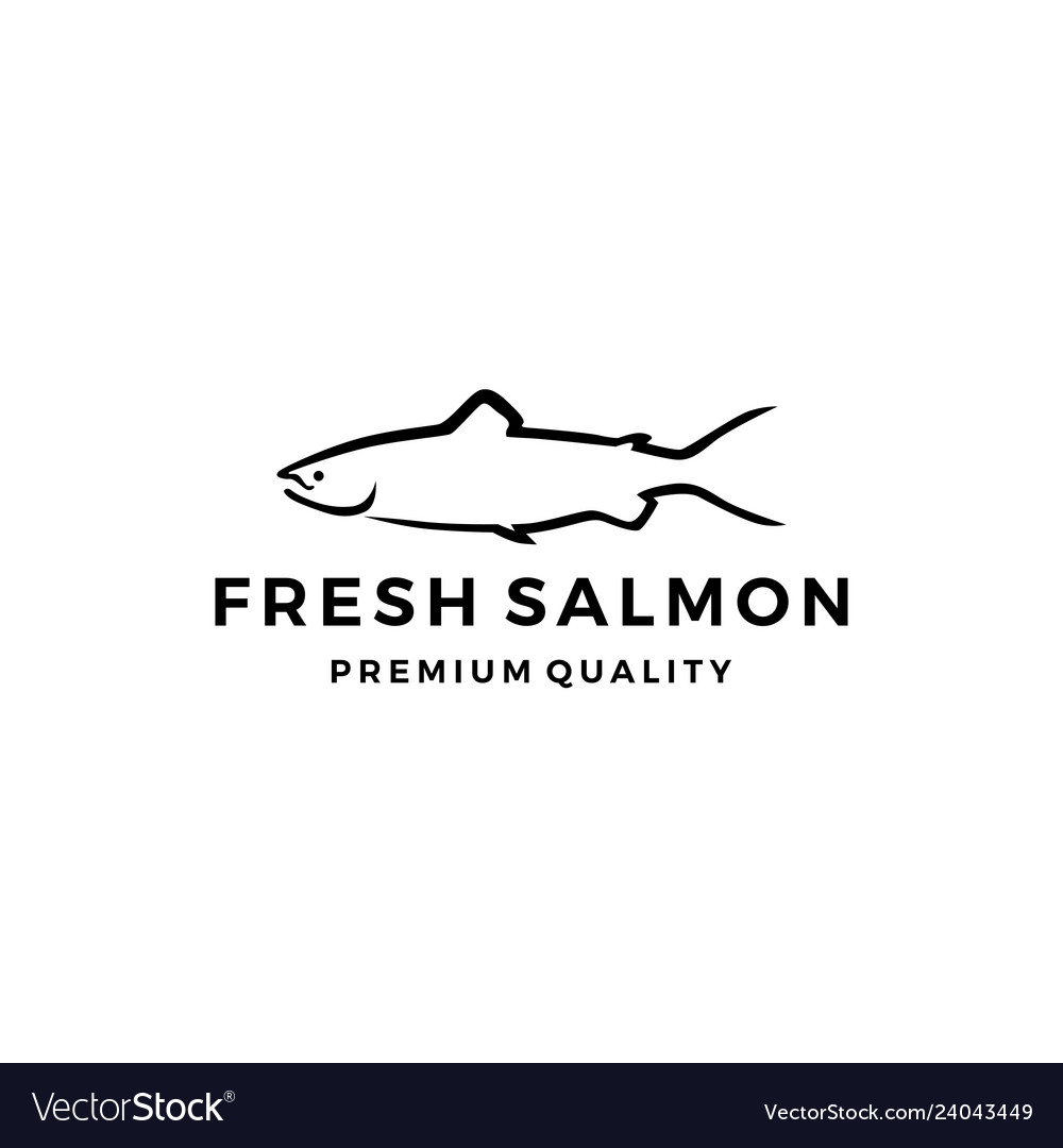 Salmon fish logo seafood label badge sticker Vector Image