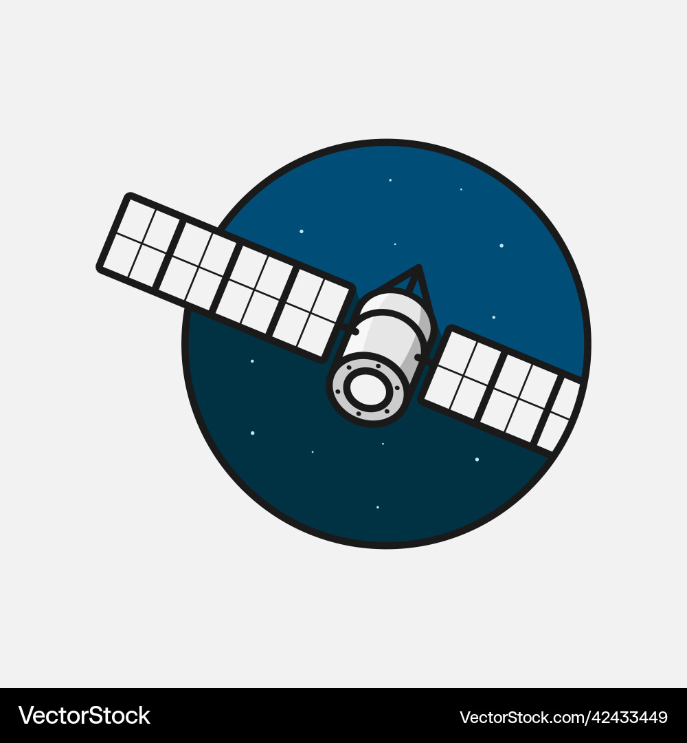 Satellite flat with background Royalty Free Vector Image