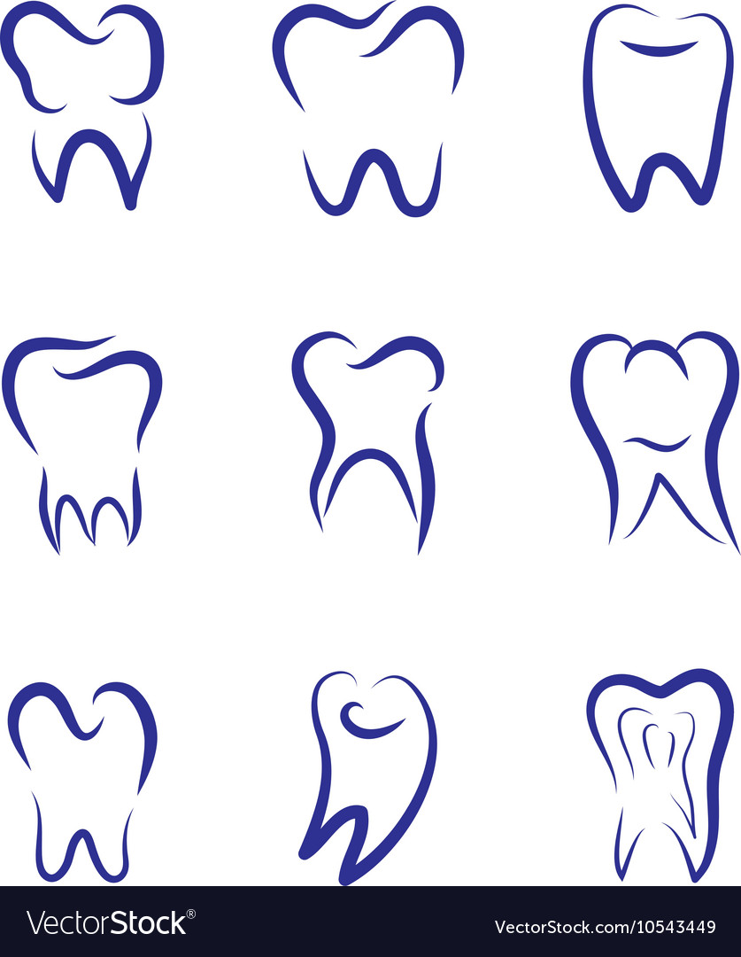 Set modern logo for dentistry dental