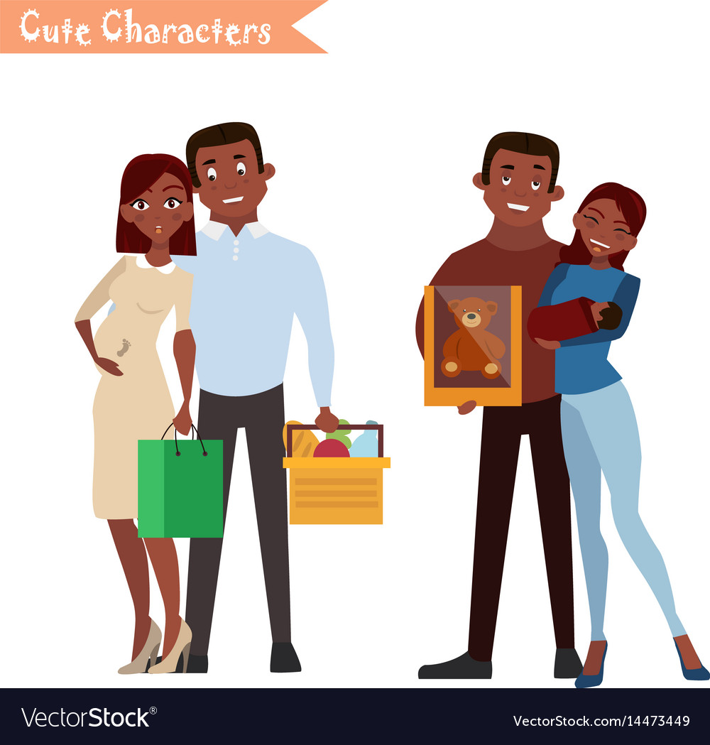 Set of characters and people shopping Royalty Free Vector