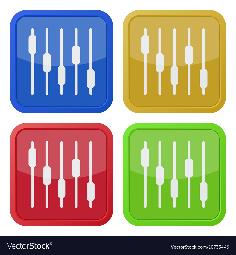 Set of four square icons with equalizer symbol Vector Image