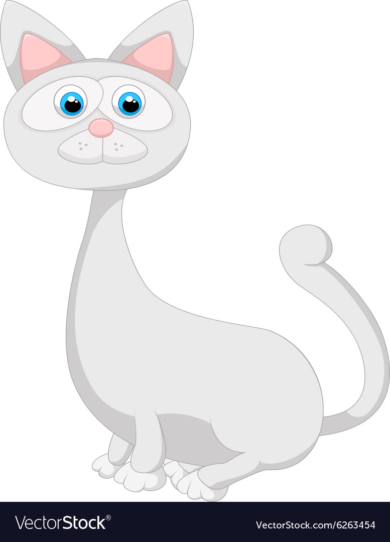 Cute White Cat Cartoon Royalty Free Vector Image 9408