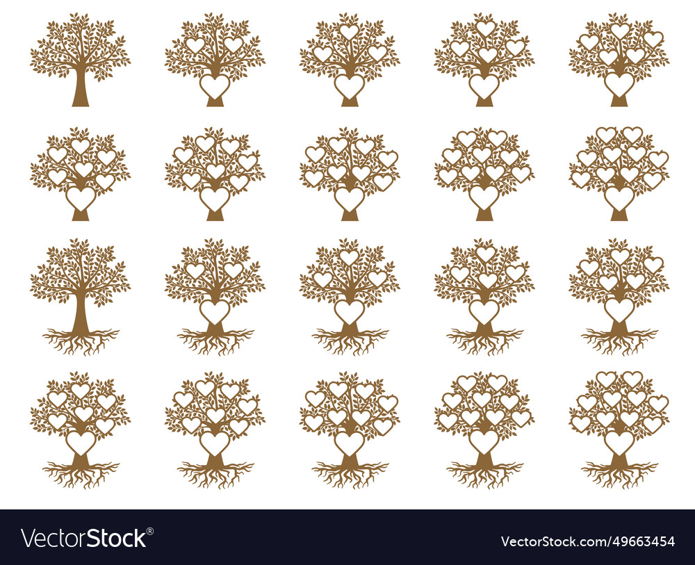 Family tree template with roots and hearts vector image