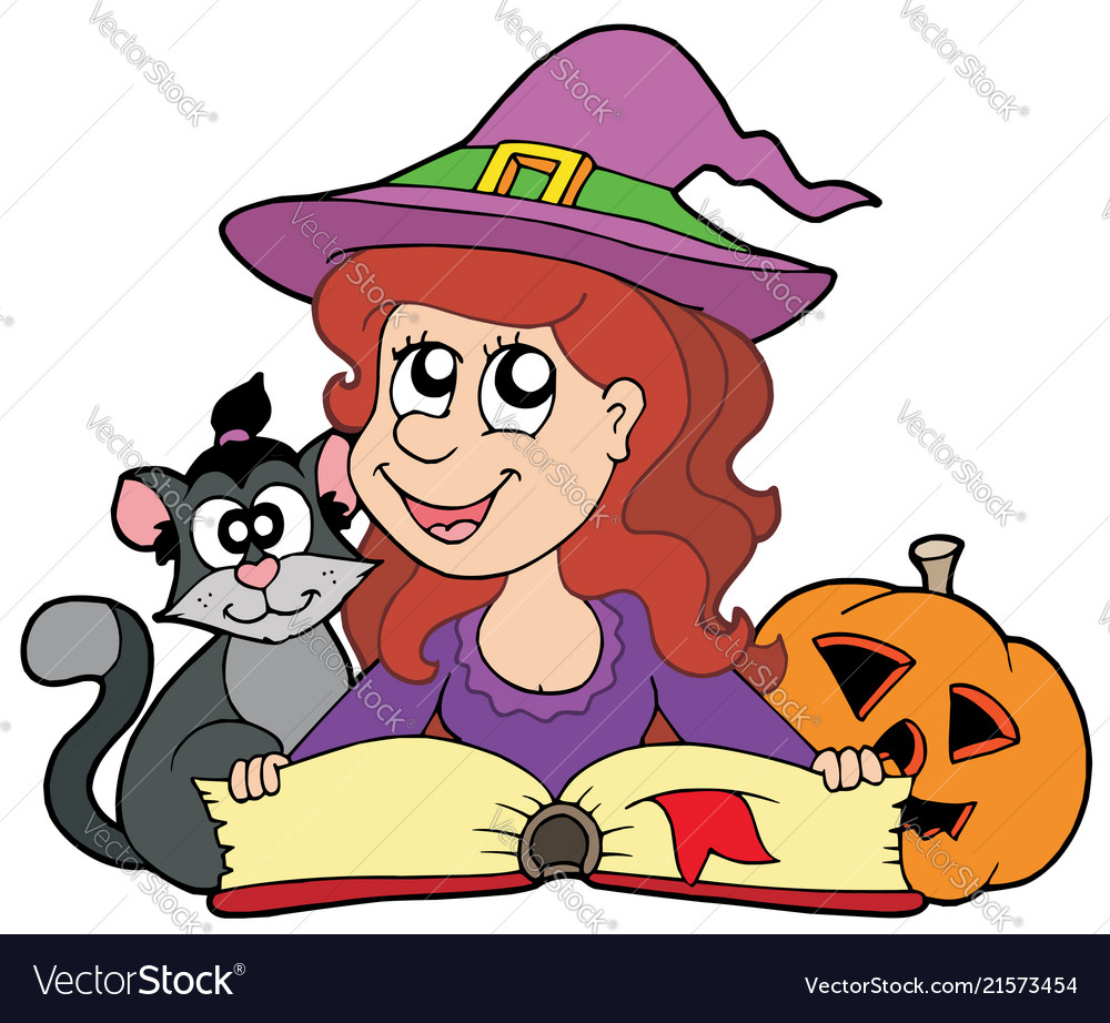 Halloween girl reading book