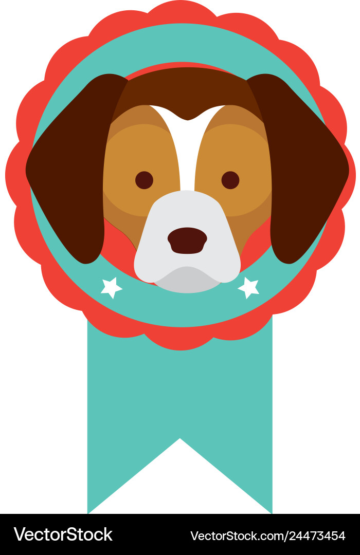 Head dog in rosette award Royalty Free Vector Image