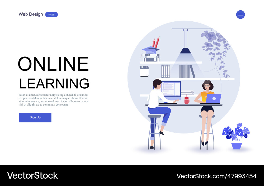 Online education training and courses learning Vector Image