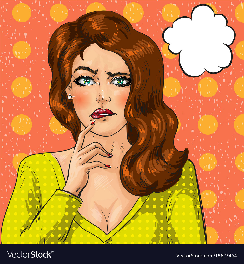 Pop art of thinking woman