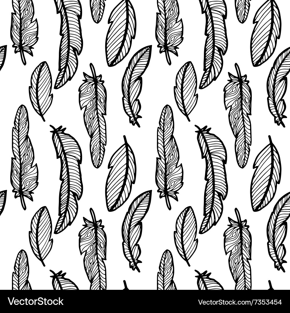 Seamless pattern with feathers Royalty Free Vector Image