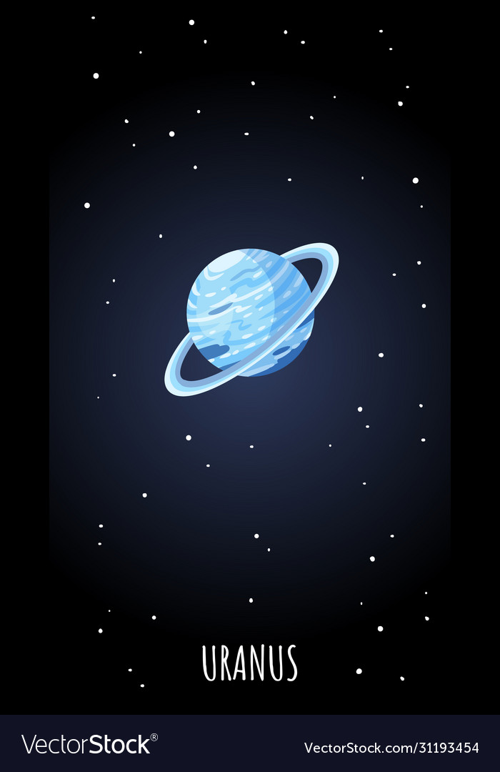 Uranus planet cartoon poster vertical banner Vector Image Uranus planet cartoon poster vertical banner Vector Image