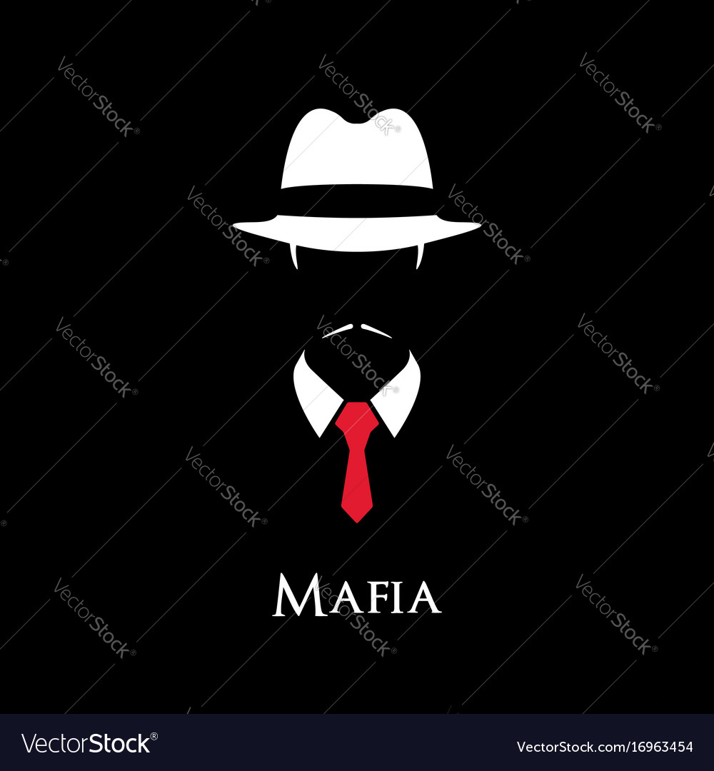 White silhouette of an italian mafia Royalty Free Vector