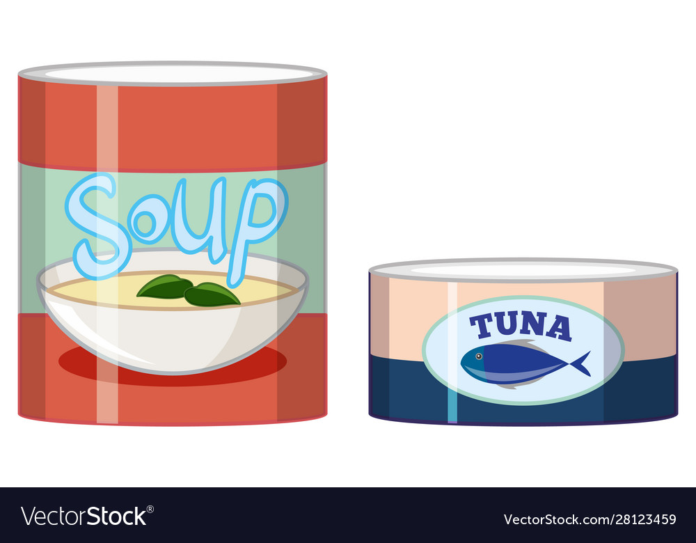 Cans soup and tuna on white background