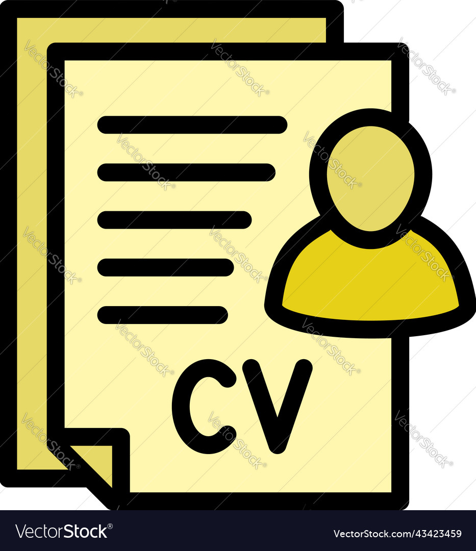 Cv person icon outline job hr Royalty Free Vector Image