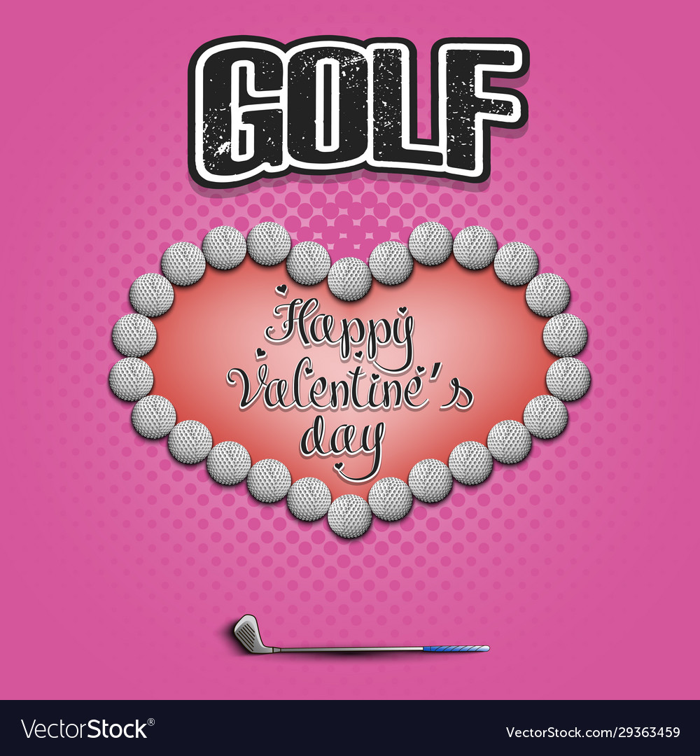 Happy valentines day heart made golf balls