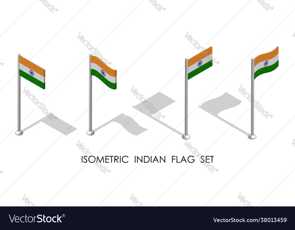 Isometrische Flagge republic india in statischer