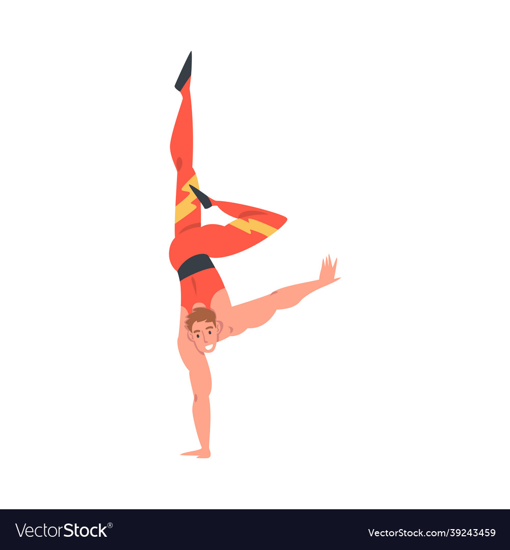 Man acrobat as circus artist character balancing Vector Image