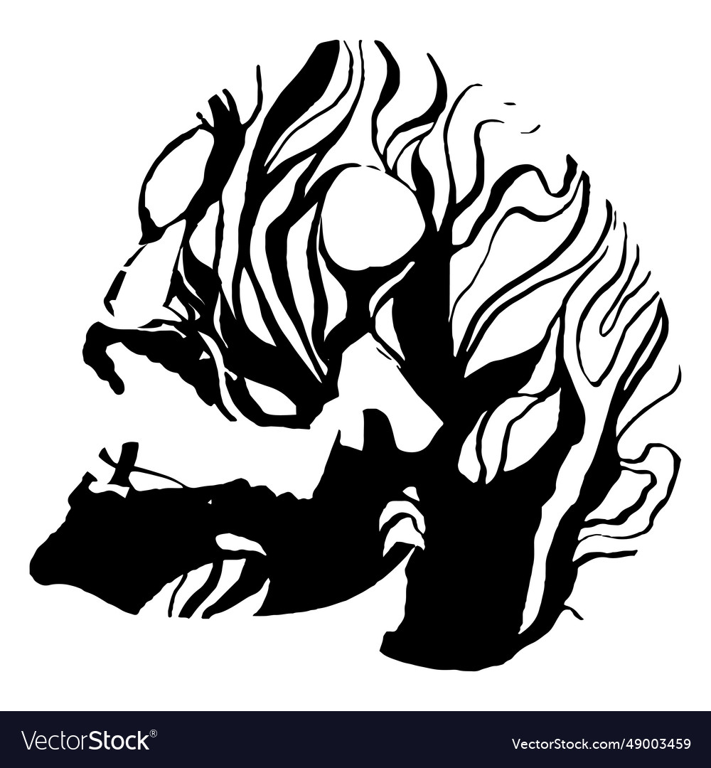 Skull head spooky cut-out Royalty Free Vector Image