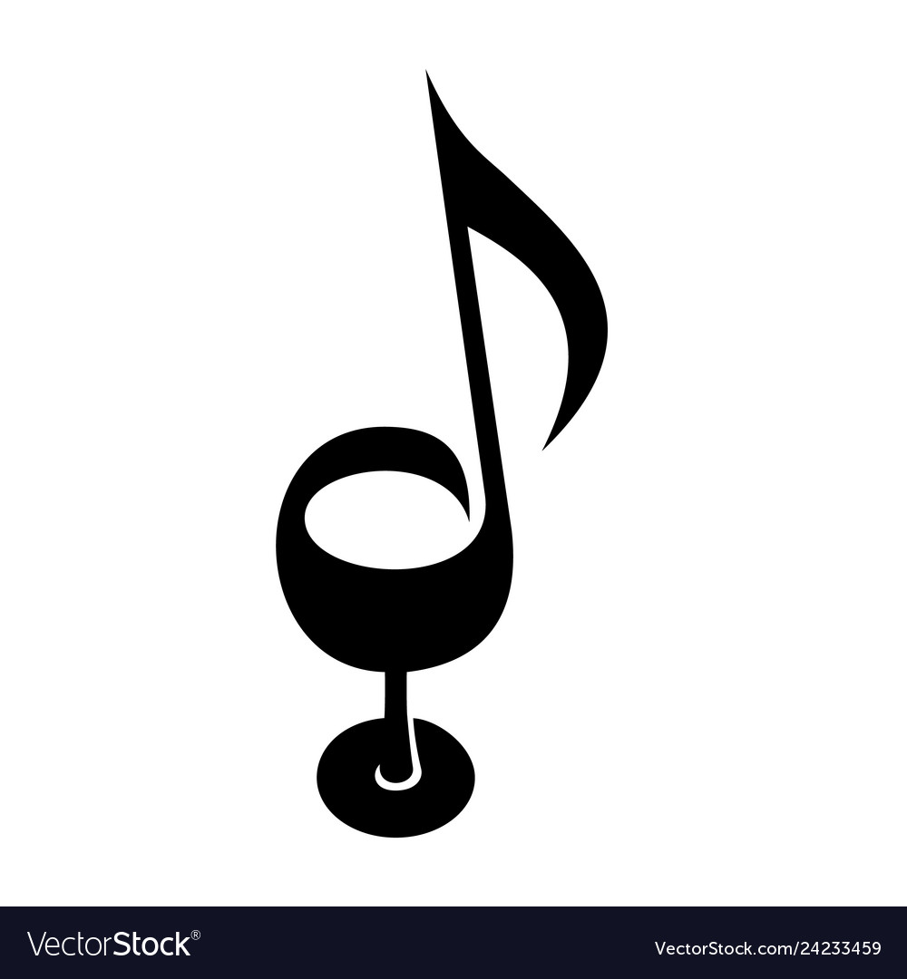 Wine glass as note score of music creative logo