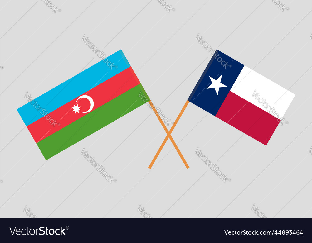 Crossed flags of the state of texas and azerbaijan