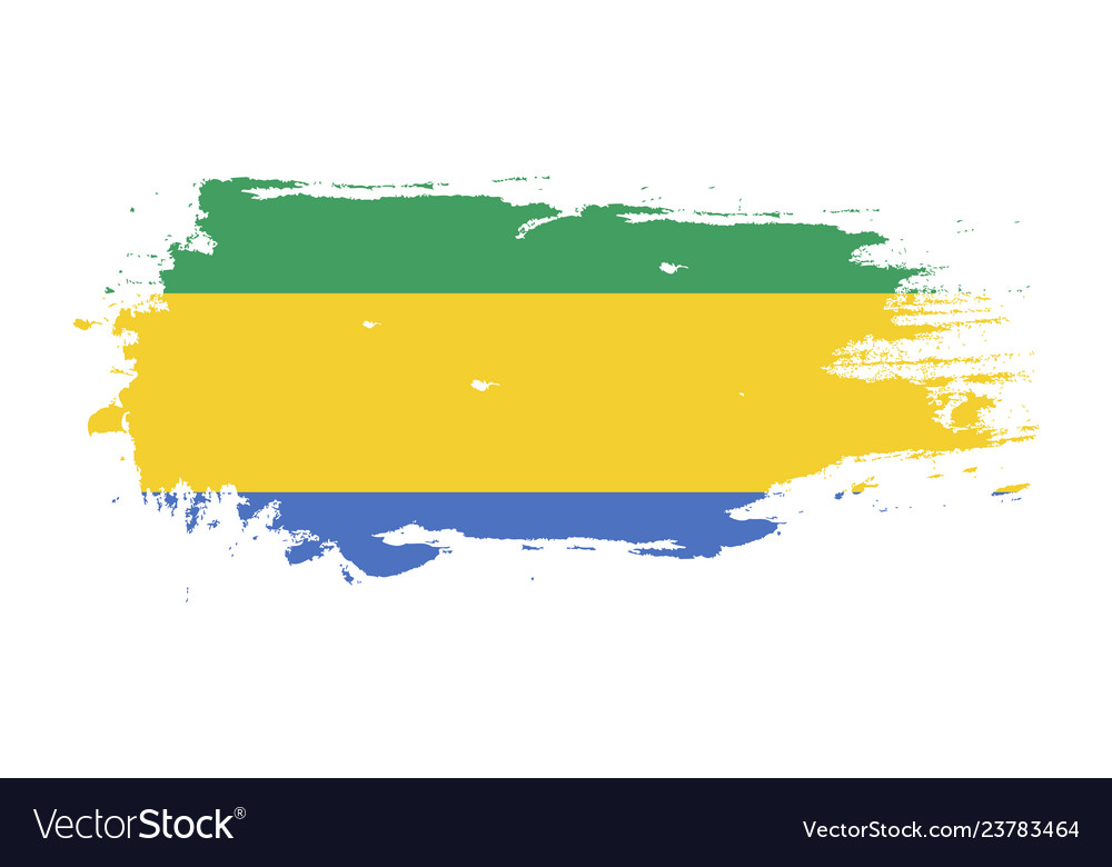 Grunge brush stroke with gabon national flag