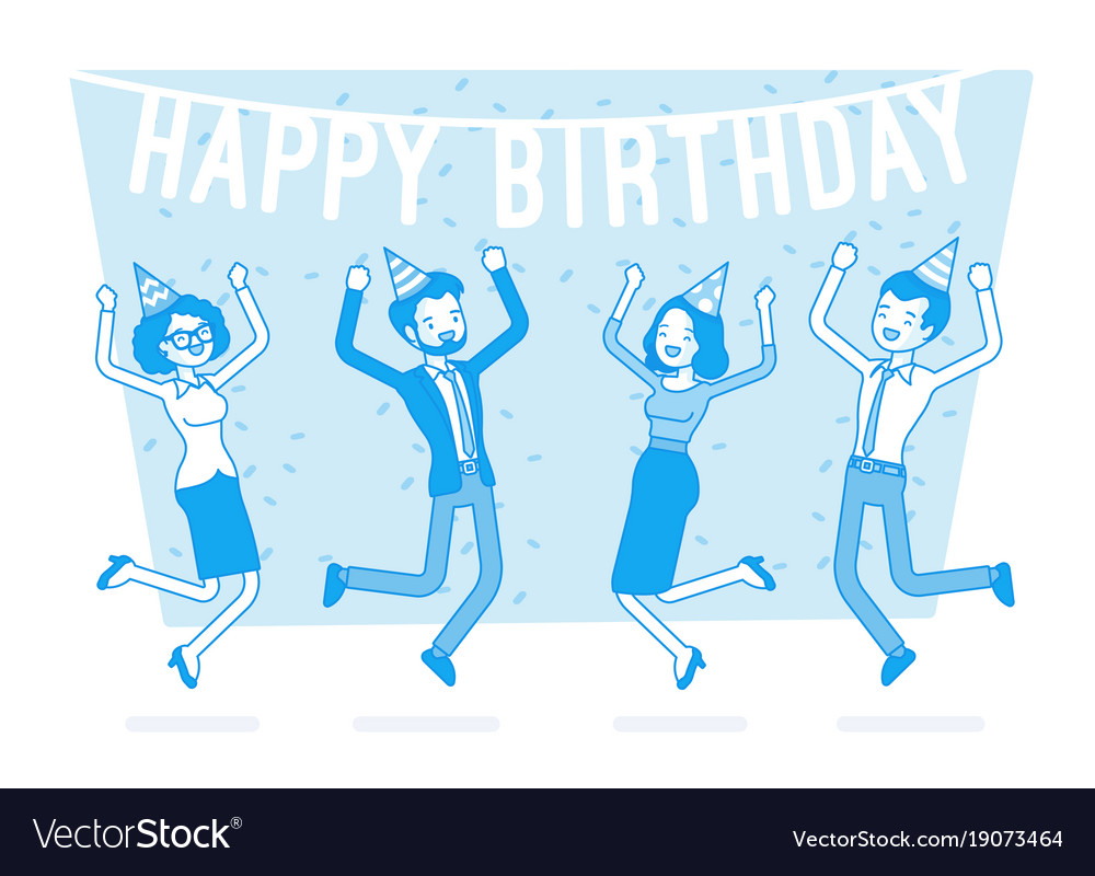 happy birthday party in office royalty free vector image happy birthday from the office