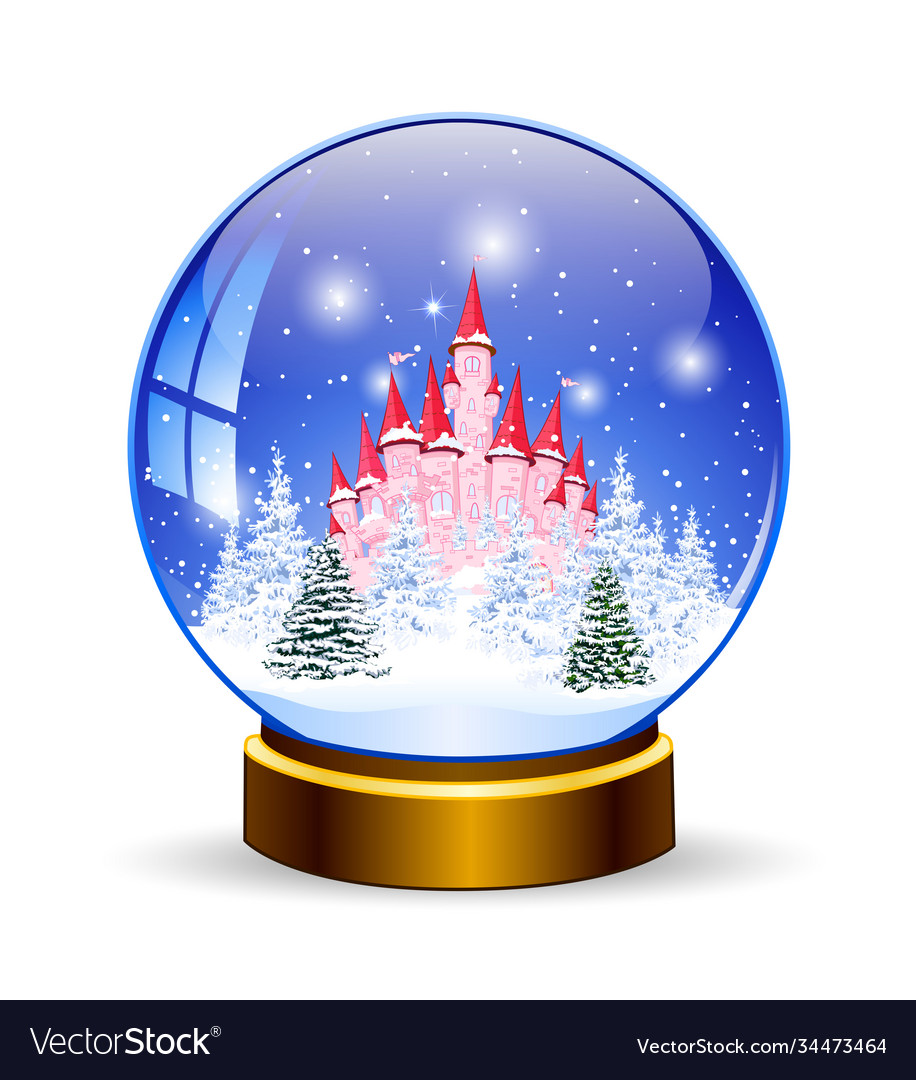 Princess castle in a snow globe Royalty Free Vector Image