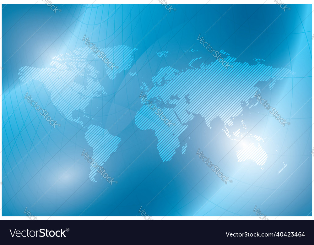 Striped light blue world map on background