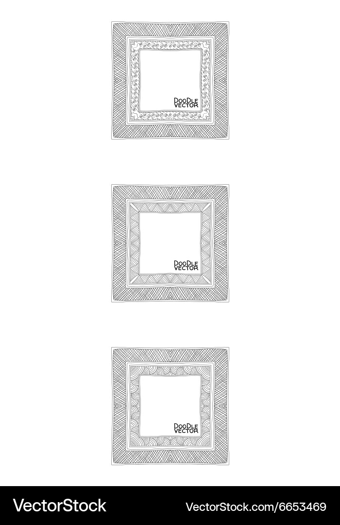 Hand drawn doodle border frames Royalty Free Vector Image