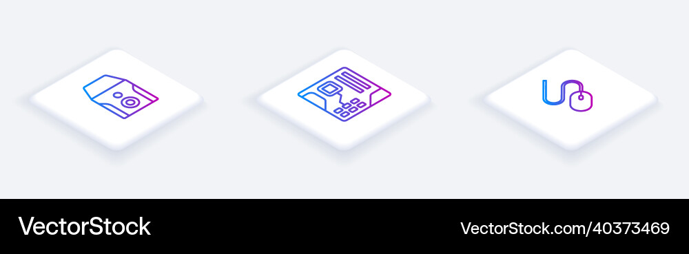 Set isometric line uninterruptible power supply Vector Image