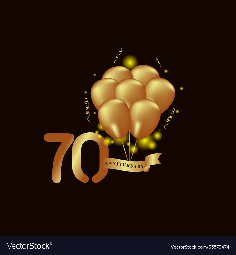 70 year anniversary gold balloon template design Vector Image