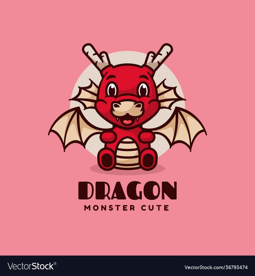 Logo dragon mascot cartoon style Royalty Free Vector Image