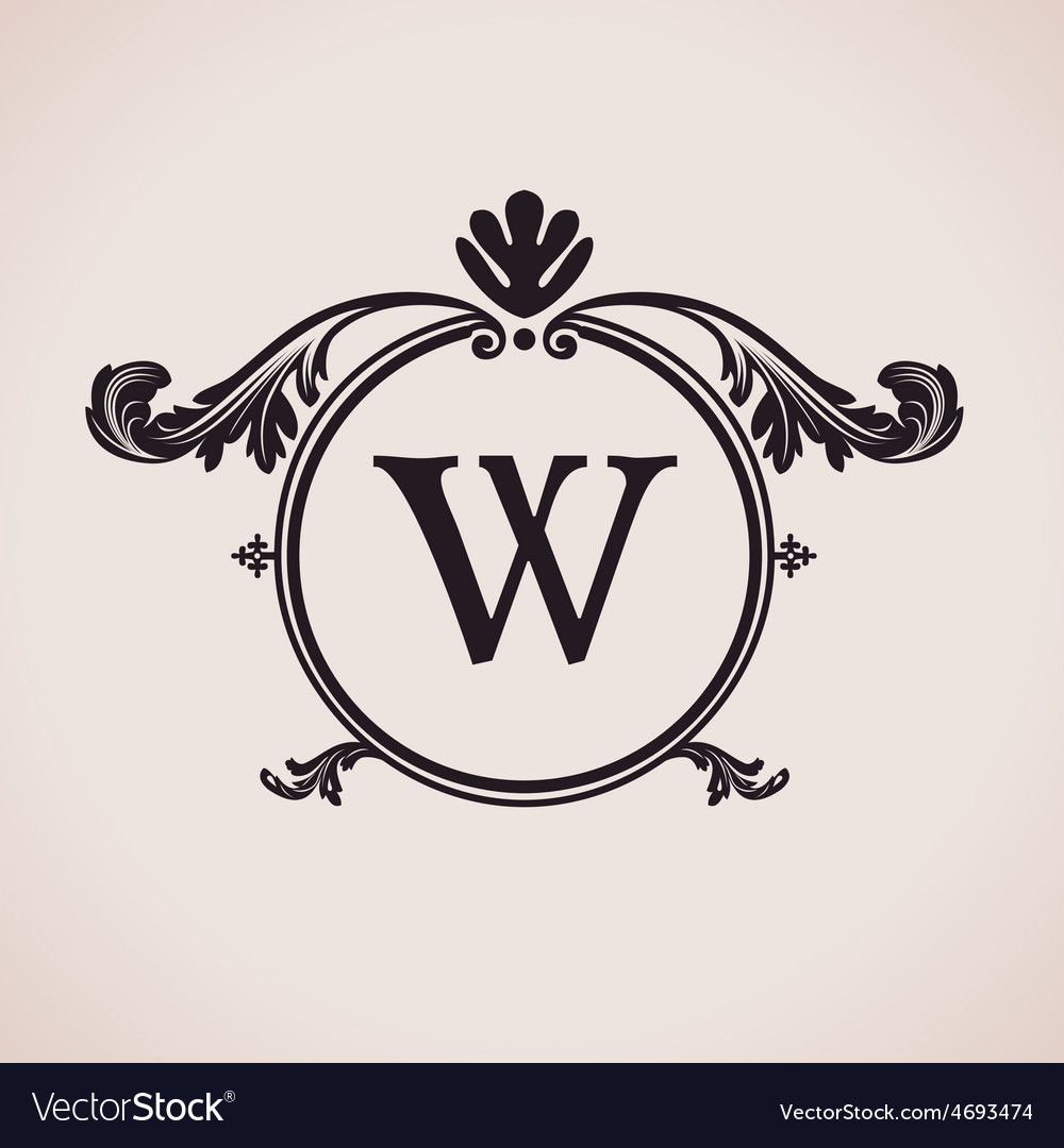 Luxury logo letter clock Calligraphic pattern Vector Image