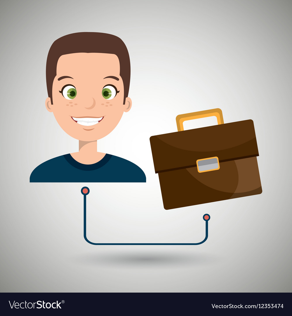 Man cartoon suitcase business portfolio Royalty Free Vector Man cartoon suitcase business portfolio Royalty Free Vector