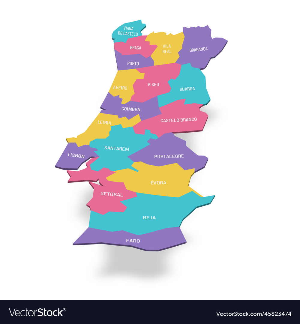 Districts of Portugal. Map of Regional Country Administrative Divisions  Ilustração do Vetor - Ilustração de dividido, fino: 147145792