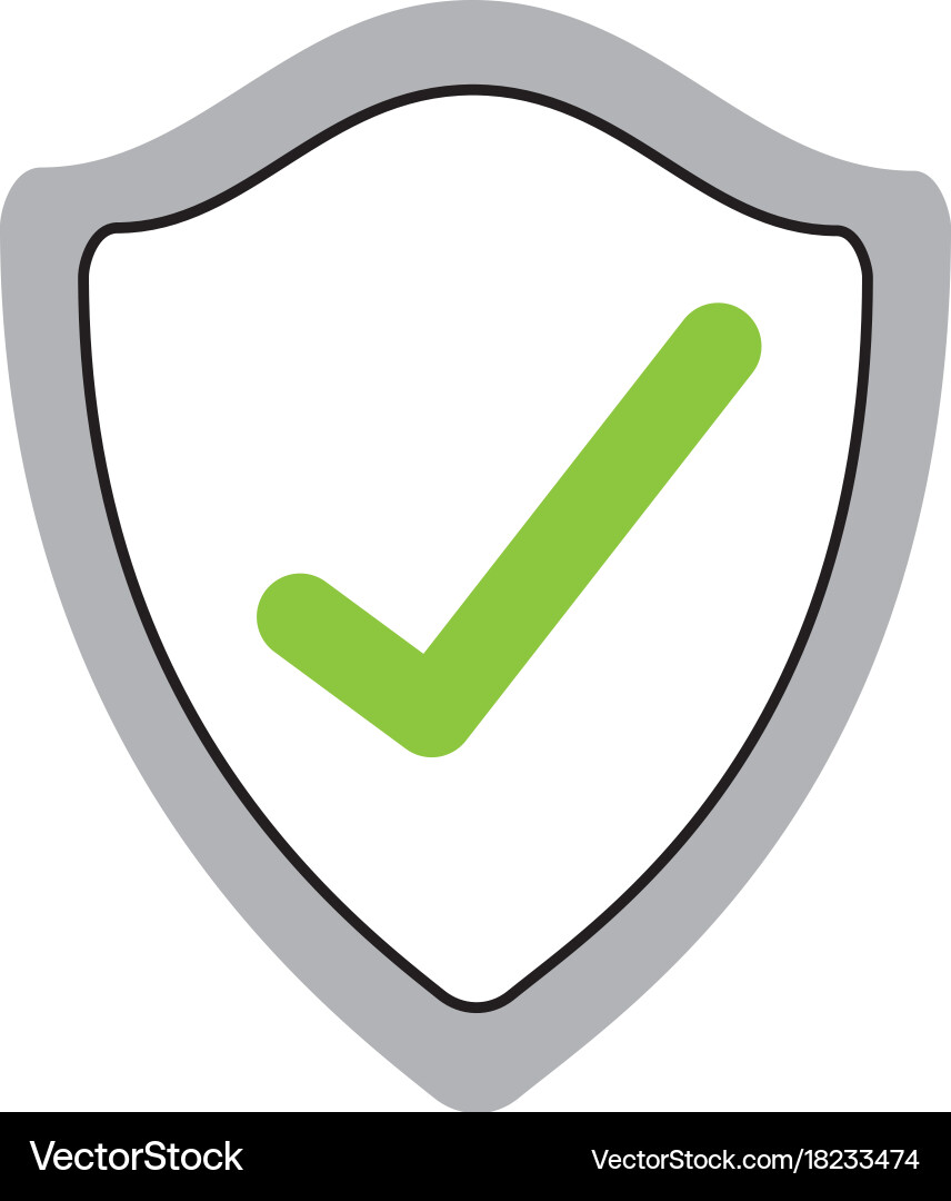 Shield checkmark protect security insignia Vector Image