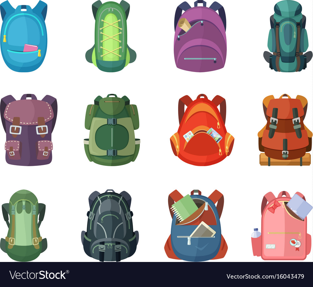 Backpacks For School And Hiking Royalty Free Vector Image