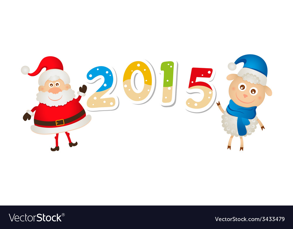 christmas sheep and santa claus with numbers vector image