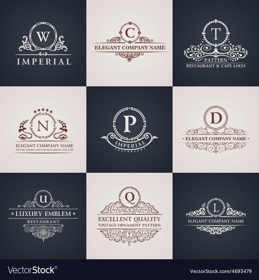 Luxury logo set calligraphic pattern elegant